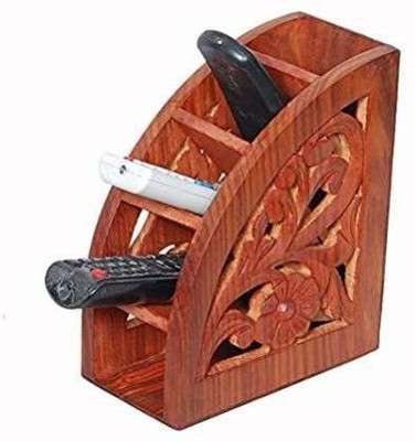 DIGSMORDEN 5 Compartments Wooden Remote Stand/Holder- TV/AC Organizer Rack / Multipurpose Desk Stand(Brown)
