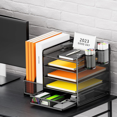 KARTASYA 5 Compartments METAL ORGANISER(Black)