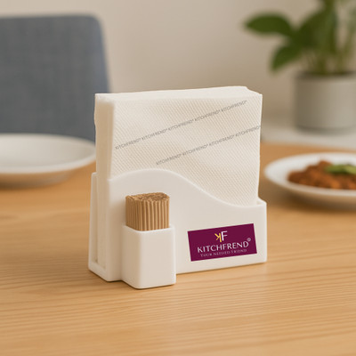 KITCHFREND 2 Compartments Plastic Tissue+ToothPick Holder(White)