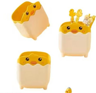 Prime Home 2 Compartments Silicone Pen Holder(Yellow White)