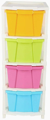 ecosustain mart 4 Compartments Plastic 4 Drawers Multi Color Plastic Modular Multi-Purpose Drawer Storage (Set of 1)(Multicolor)
