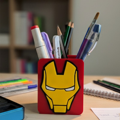 BYSUN 1 Compartments Acrylic Premium Marvel Iron Man Pen Stand(White, Yellow)