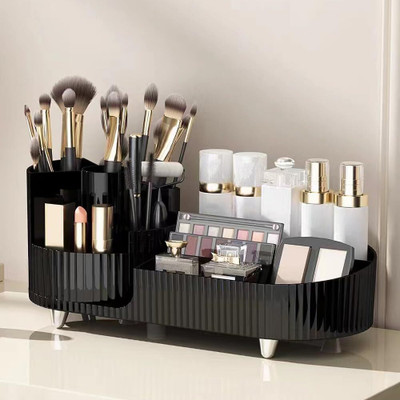 ALOXE 7 Compartments Plastic Cosmetic Drawer Organiser(Black)