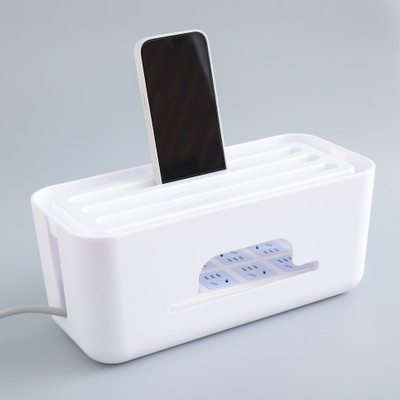 KUBER INDUSTRIES 1 Compartments Plastic Cable Management Box for Home-Office Desk(White)