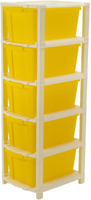 Pinkwhale 5 Compartments Plastic Modular Drawer(Yellow)