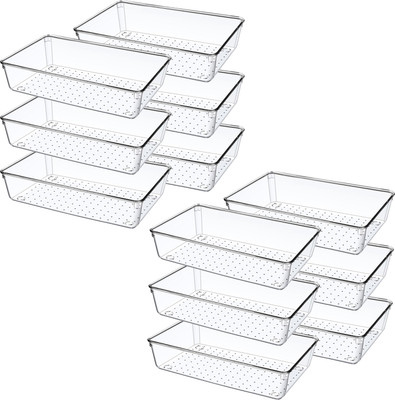 KUBER INDUSTRIES 12 Compartments Acrylic Desk Organizers(Transparent)