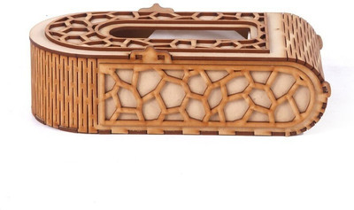 HOSTK 1 Compartments wooden tissue holder(Brown)
