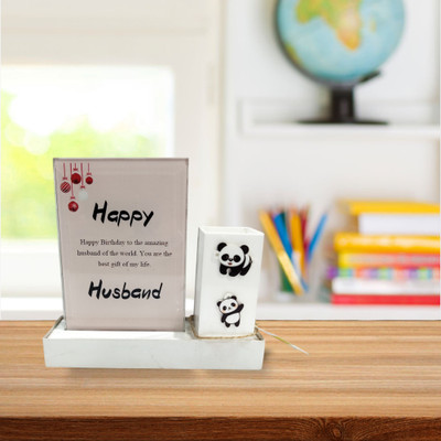 SG Creations 1 Compartments Glass, Acrylic Pen Stand(White)