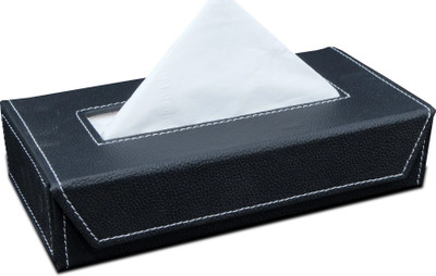 tinytoyz 1 Compartments Tissue Box Holder with 100 Pulls Cotton Rags Tissue | for , Home Kictchen & Car Tissue Paper Holder(Black)