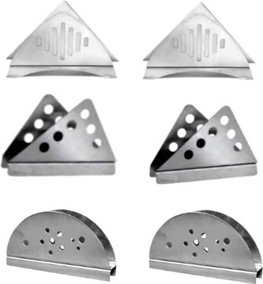 Fably 6 Compartments Stainless Steel Stainless Steel Holder Napkin Stand Combo;s Set (pack of 6)(Silver)