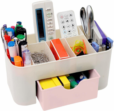 Winslow 6 Compartments PLASTIC PEN HOLDER(Beige)