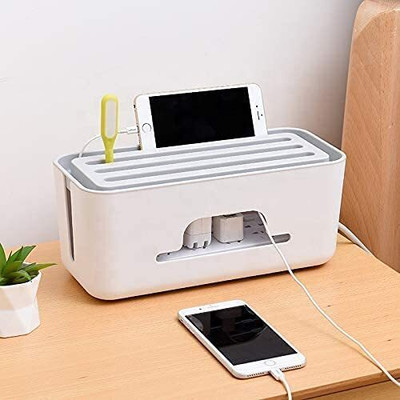 IMPRONOW 1 Compartments cable organizer with Mobile Stand Hiding Cover Organizer for Children Safe Cable Management Box(White)