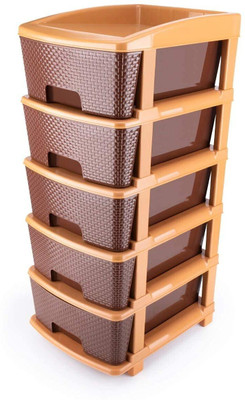 MAHADEV ENTERPRISE 5 Compartments PLASTIC CABINET(Brown)