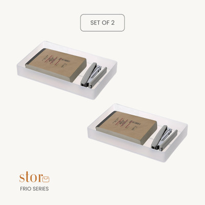 stor 0 Compartments Polypropylene Pen Stand(Frosted White)