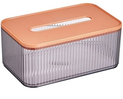 oddpod 1 Compartments Acrylic & PP Plastic Clear Tissue box(Rust Orange)