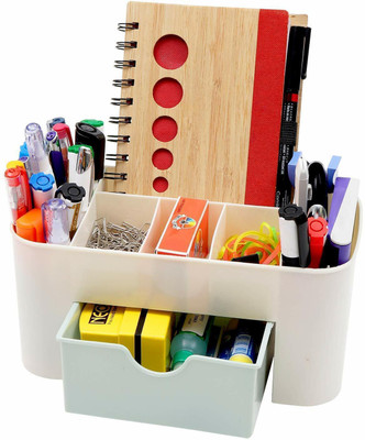 ALWAFLI 7 Compartments Plastic Stationery Organizer(Multicolor)
