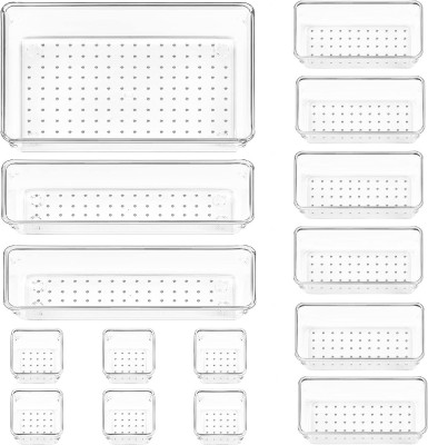 ON GATE 15 Compartments Plastic Desk Drawer Organizers Tray For Office, Bathroom,Mackup(White)