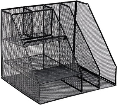 K.B.SALES 7 Compartments Metal file stand(Black)