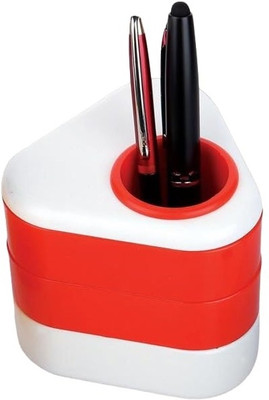 Cpixen 3 Compartments Plastic Pen Stand | Multifunction Pen Holder For Table/Office | Stationary Organizer(Multicolor)
