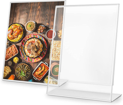 Parikshit Sublimation 1 Compartments 2pcs Acrylic display stand A4 size for shop exhibition paper holder table top photo frame(Transparent)