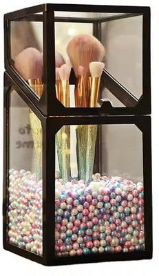 EDBIRET 1 Compartments Glass, Acrylic Makeup Brush Organizer(Black)