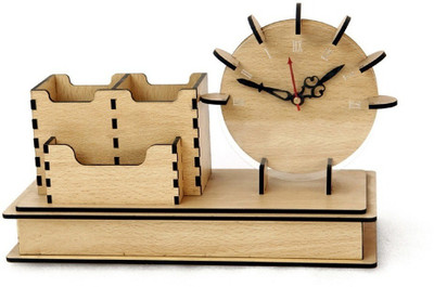 LAKHAJI 3 Compartments wooden penstand(Brown)