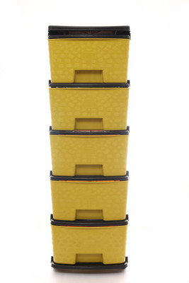 Ramadhani 5 Compartments Plastic Multi-Functional Storage Drawer Cabinet Storage Organizer with Drawers(Yellow)