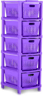 Pinkwhale 5 Compartments Plastic Modular Drawer(Purple)