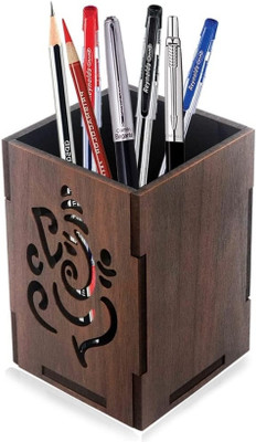 JADOUN ENTERPRISE 1 Compartments Wooden Pen stand holder(Brown)