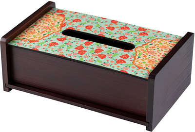 KOLOROBIA Wooden 1 Compartments Wood Tissue Box(Multicolor)
