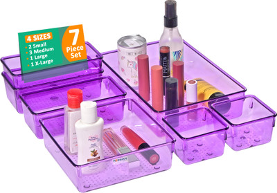 HOMESTIC 7 Compartments Acrylic Desk Organiser(Black)