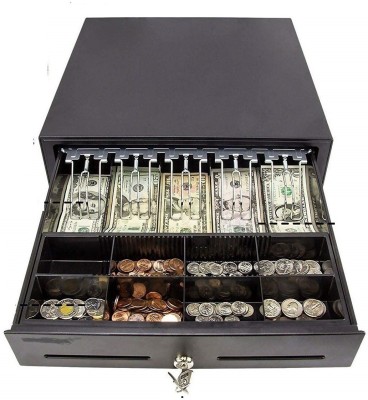 DRMS STORE 13 Compartments metal cash box(Black)