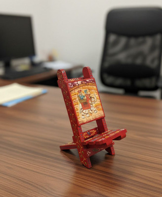 AJCRAFTS 1 Compartments wooden elephant print decorative mobile stand(Red)