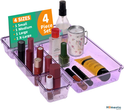 HOMESTIC 4 Compartments Acrylic Drawer Organizer(Purple)