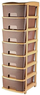 HUMBLE KART 7 Compartments Plastic Modular drawer for Home, Office, Parlor, School, Doctors, Home and Kids(Brown)