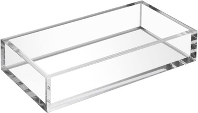 Classic Concepts 1 Compartments Acrylic Acrylic Napkin Holder Tray,8mm Thick Acrylic Guest Towel Holder 8.5x4 inches(Transparent)