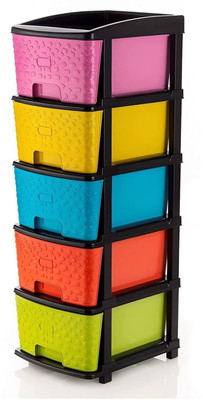 J K INTERNATIONAL 5 Compartments Plastic NEW 5XL STONE MULTI COLOR MODULAR DRAWER(Multicolor)
