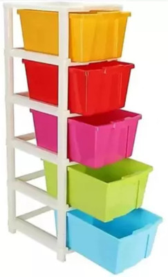 Prizam 5 Compartments Plastic Desk Organizer Drawer(Multicolor)