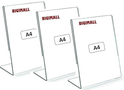 Komalartz 1 Compartments Acrylic 3pcs Portrait Size 8.25 x 12 inch A4 L Display Tent Card Holder Stand(Clear)