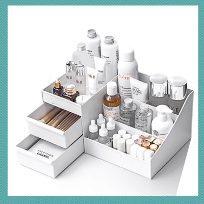 Charmpeak 7 Compartments Plastic Space Cosmetic or Makeup Drawer organizer box(White)