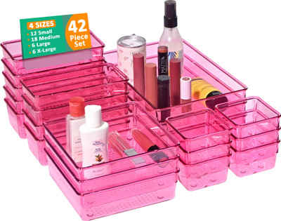 HOMESTIC 42 Compartments Acrylic Desk Organiser(Black)