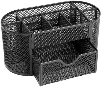 DUS 9 Compartments metal desk organizer(Black)