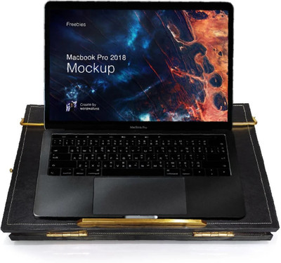 Goodwill Tech 1 Compartments Leather Height Adjustable Desk Laptop Stand | Writing Pad(Black)