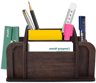 PRIYANSHM IMPEX 5 Compartments wooden office table pen stand(Black)