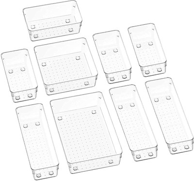 KUBER INDUSTRIES 9 Compartments Acrylic Desk Organizers(Transparent)
