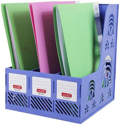 4tens Plastic File Rack Paper Magazine Holder/Desk Book Sorter/Storage Document Tray Organizer(Set Of 1, Blue)