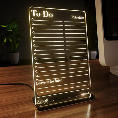 3 lines 1 Compartments Acrylic Everyday Planner To-Do List for Desk With Phone Stand(Transparent)