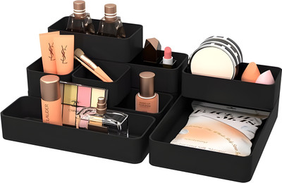Decorina 8 Compartments PLASTIC DESK ORGANIZER(Black)