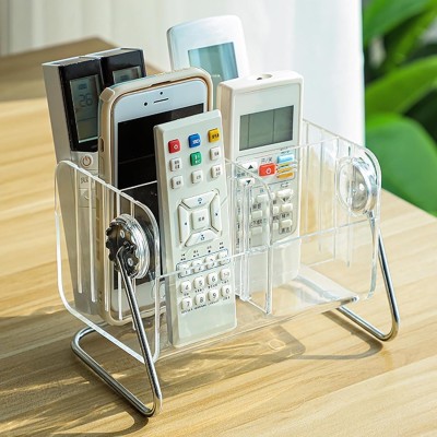 homenity 6 Compartments Plastic Clear Acrylic Remote Control Holder, Desktop Organizer(Clear)