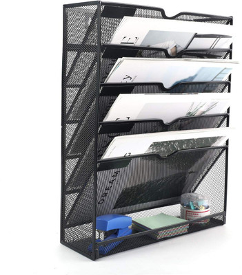 zvonko 5 Compartments Metal File Hanging Organizer(Black)